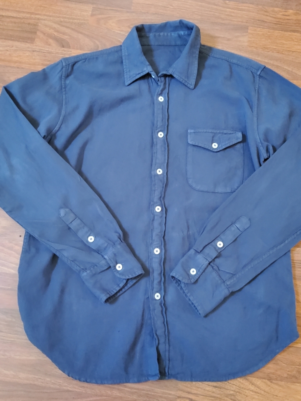 NWOT Save Khaki United (SKU) Men's Navy Blue 100% Cotton Button-Down Shirt L